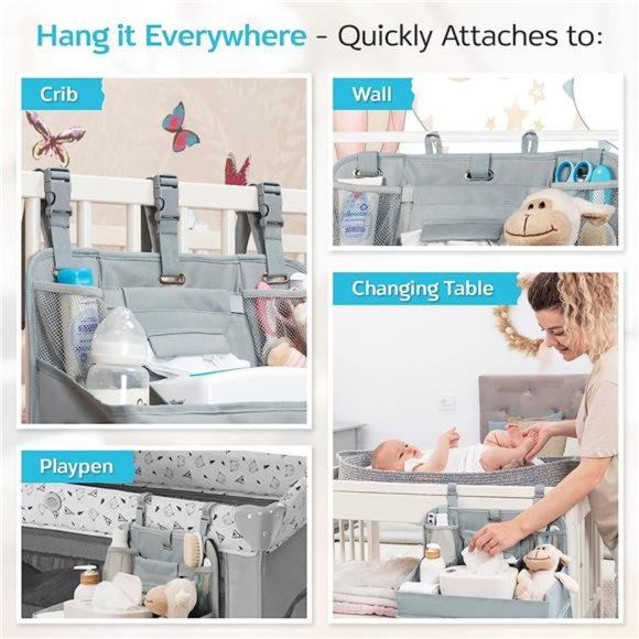 XL Hanging Diaper Caddy Organizer – Reinforced Diaper Stacker for Crib - Picture 6 of 6